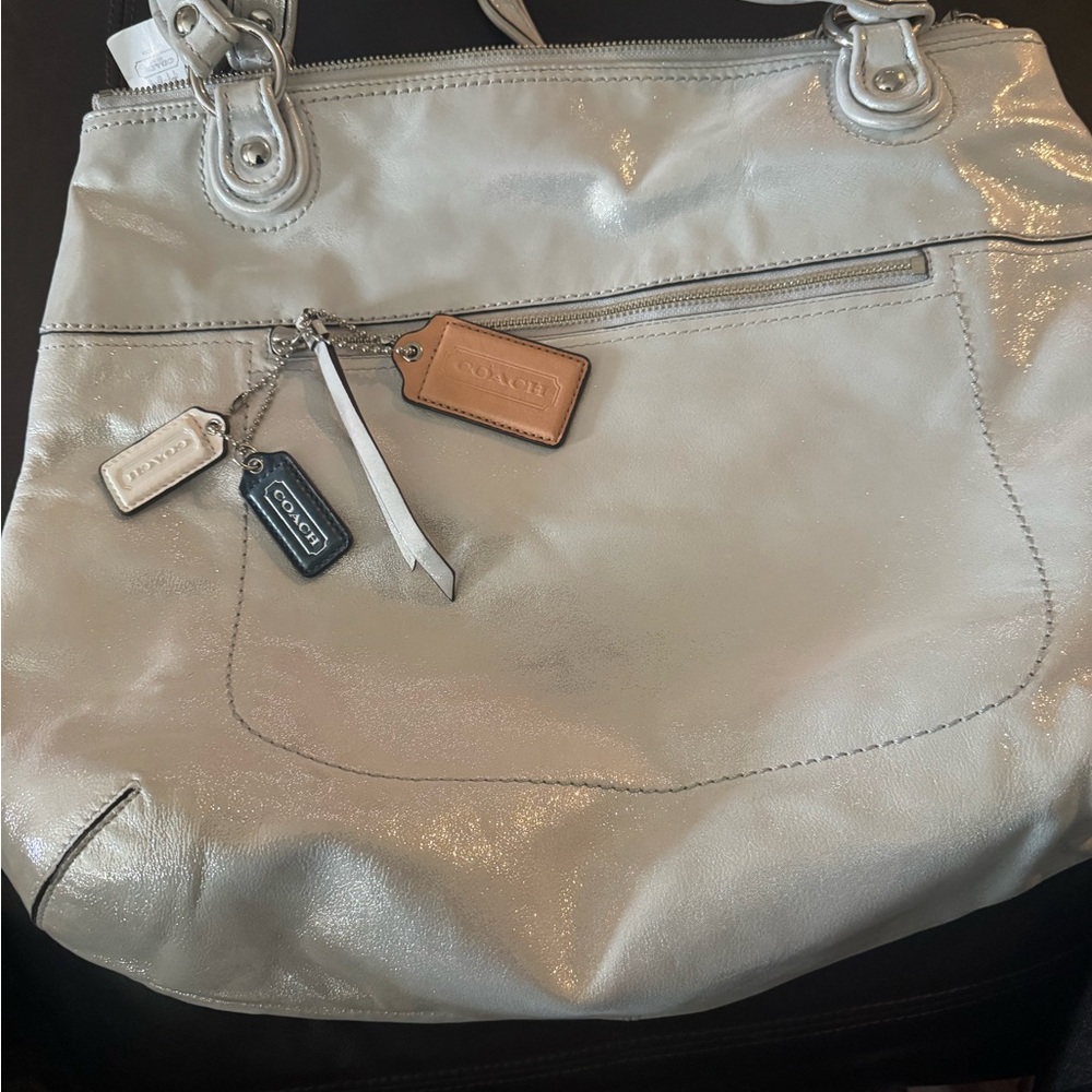 Coach Metallic Silver Shoulder Bag